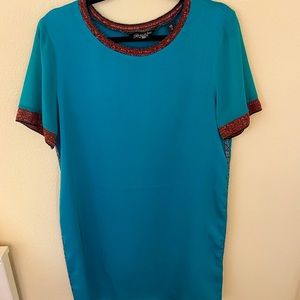 Scotch and Soda silk and satin blend tunic dress, emerald green